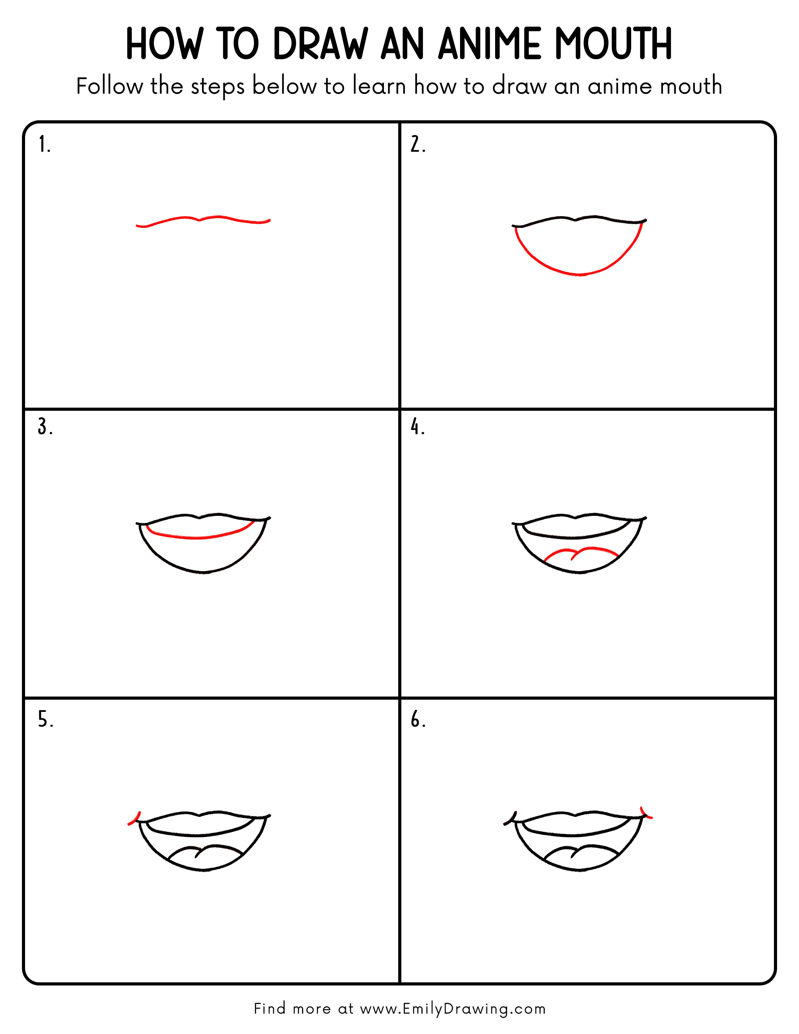 Printable Anime Mouth Drawing Guide